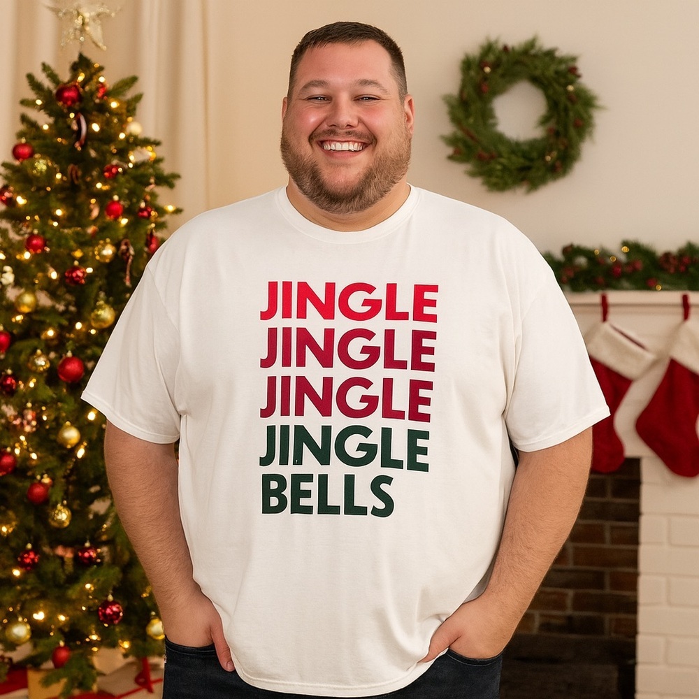 NEW Wondershop Ivory "Jingle Bells" Holiday Pictures Christmas Tee Jolly XXL